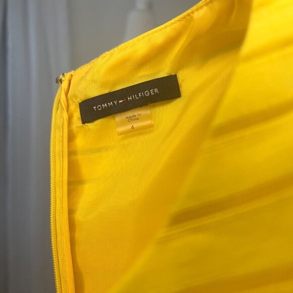 Tommy Hilfiger Yellow Sleeveless belted dress ladies size 4 Fit and Flare - Picture 7 of 9